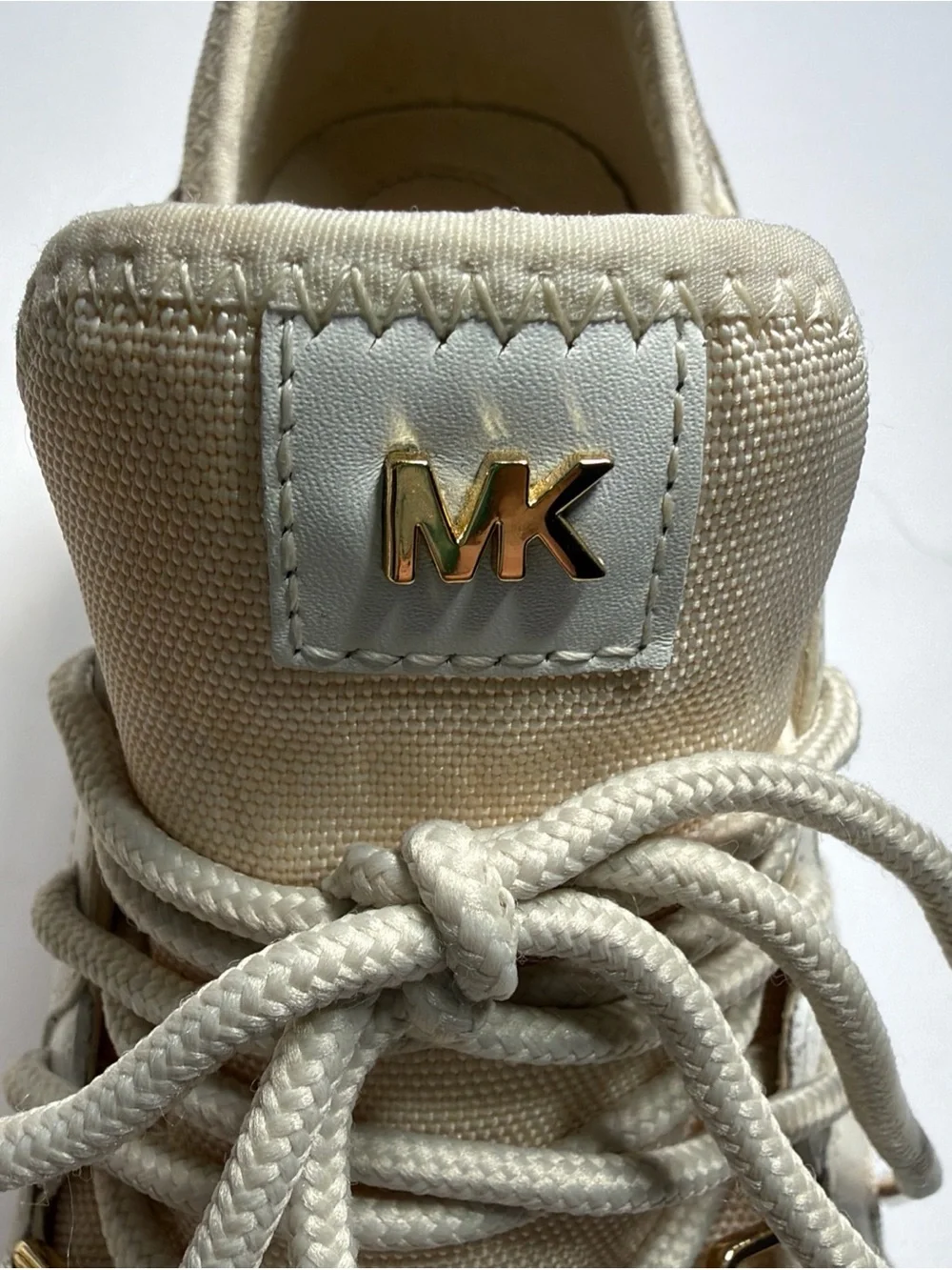 Michael Kors Cream and Gold MK Lace-Up Sneakers
